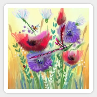 Poppy Meadow Purple Dandelions Sticker